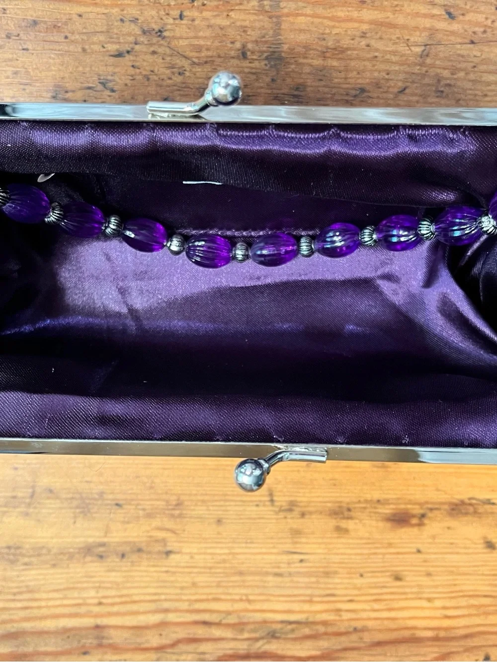 Vintage Carlo Fellini Beaded Evening Clutch Handbag in Plum